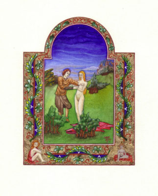 Peinture miniature erotique moyenageuse Jacques Aubail